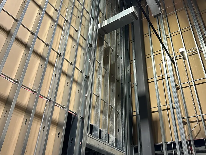 interior of a commercial building highlighting a fire-rated wall separation