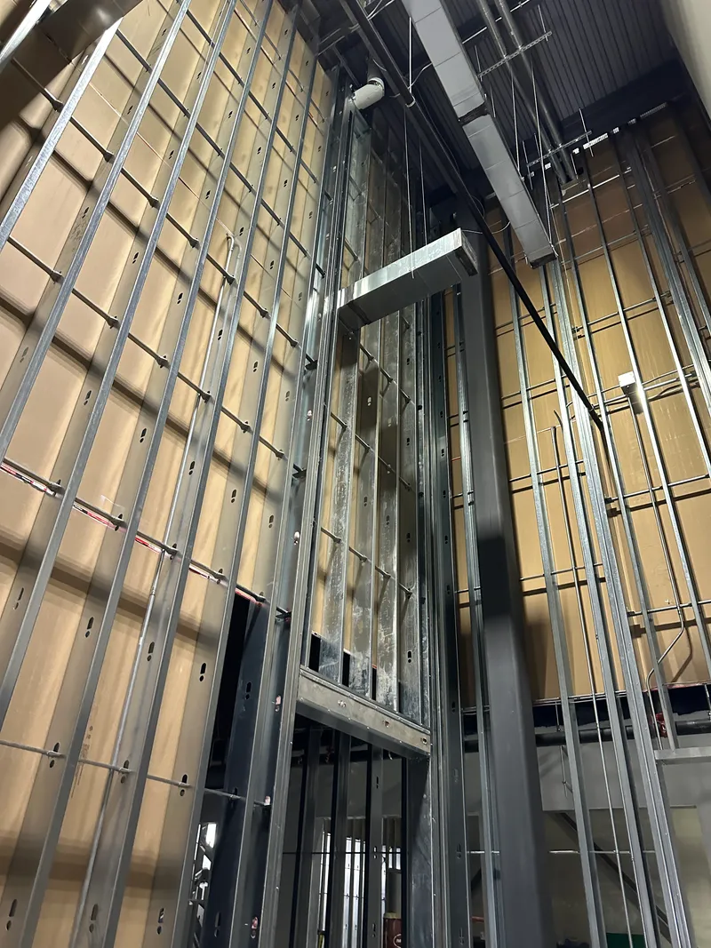 interior of a commercial building highlighting a fire-rated wall separation