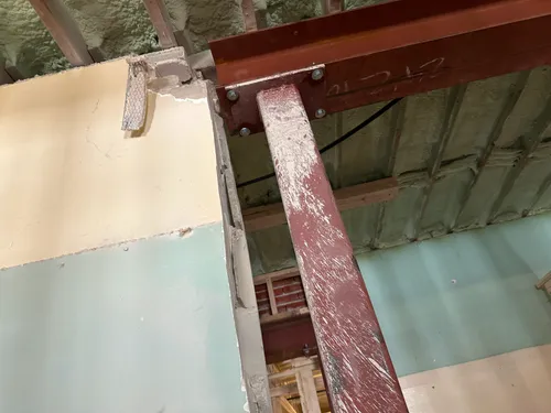 edge ofthe structural steel beam inside house