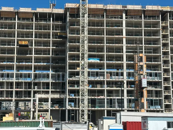 large residential building with steel framing